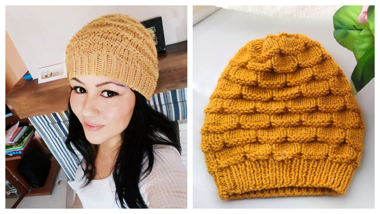 Gorro Pétalas de Tricô Receita e tutorial