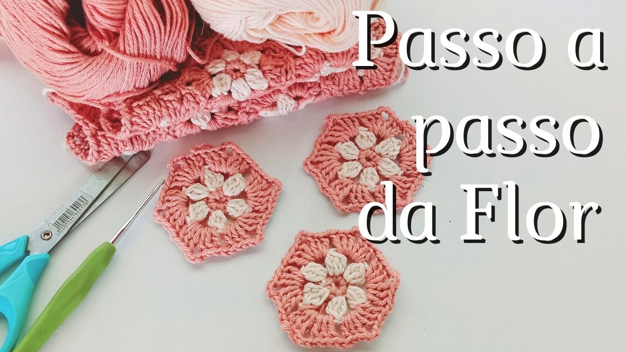 RECEITA NOVA – FLOR HEXÁGONO DE CROCHÊ  FÁCIL