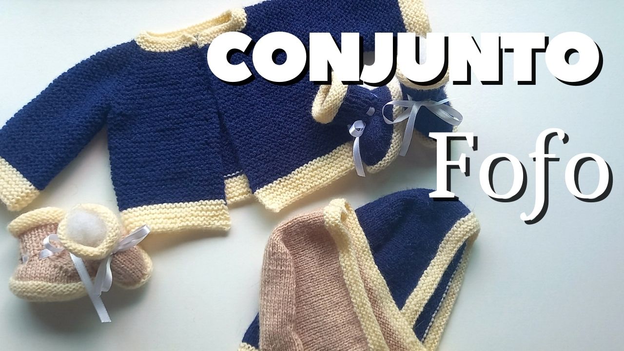 Conjunto de tricô para bebê RN maternidade